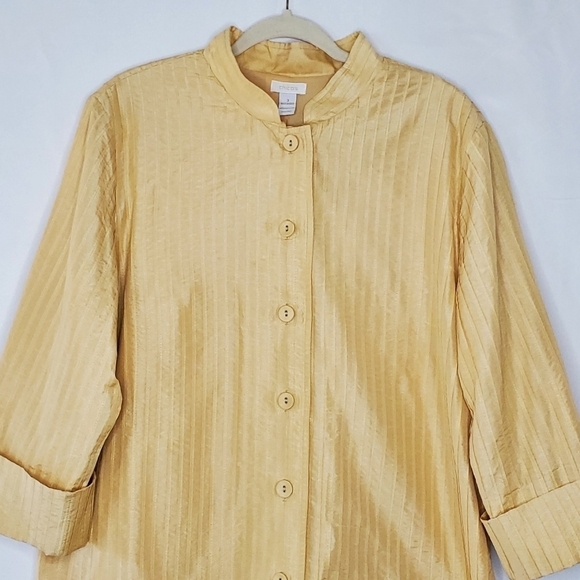 Chico's Pleated Lightweight Jacket Size 3 US 16-18 Lined Shacket Office Neutral - Picture 2 of 11